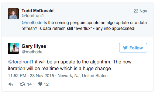 Gary Illyes twitter, Pingvin algoritmus frissítés várható