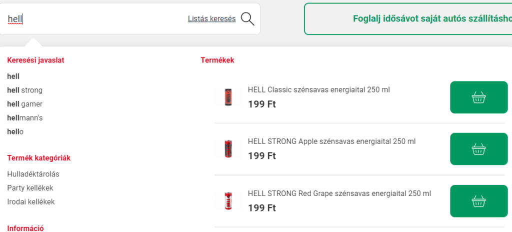Auchan belső kereső