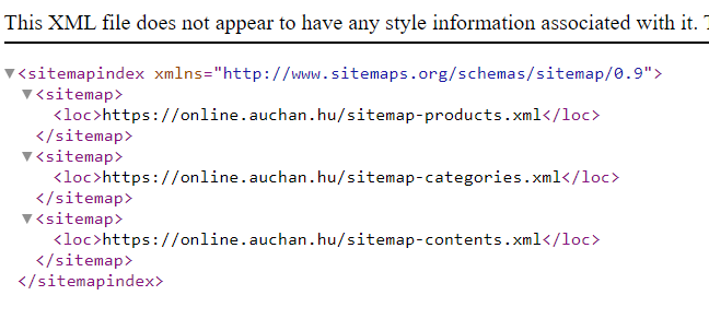 Az online.auchan.hu webhelytérképei